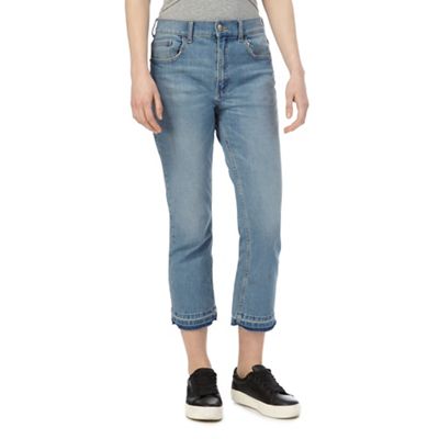 Light blue 'Miley' high-waisted cropped jeans
